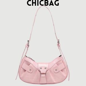 Pink Croc Embossed Shoulder Bag - Chicbag Coquette Aesthetic Purse W Strap - New